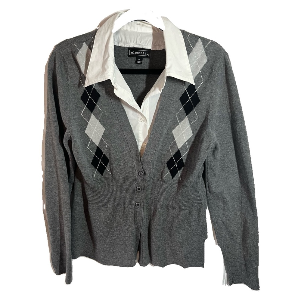 double sweater polo illusion sweater size XL